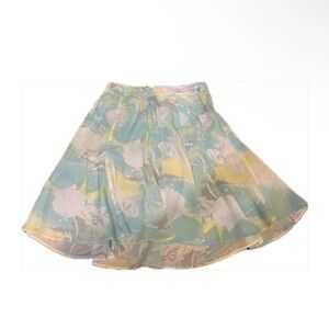 Blue and Yellow Beachy Flowy Midi Skirt